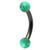 Black Steel Micro Curved Bar with Synthetic Opal Balls 1.2mm 1.2mm, 6mm, 3mm, Green Opal - alternative image