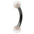 Black Steel Micro Curved Bar with Synthetic Opal Balls 1.2mm 1.2mm, 12mm, 3mm, White Opal - alternative image