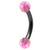 Black Steel Micro Curved Bar with Synthetic Opal Balls 1.2mm 1.2mm, 12mm, 3mm, Pink Opal - alternative image