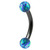 Black Steel Micro Curved Bar with Synthetic Opal Balls 1.2mm 1.2mm, 12mm, 3mm, Blue Opal - alternative image