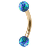 Zircon Steel Micro Curved Barbell with Synthetic Opal Balls 1.2mm 1.2mm, 8mm, 3mm, Blue Opal