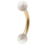 Zircon Steel Micro Curved Barbell with Synthetic Opal Balls 1.2mm 1.2mm, 10mm, 3mm, White Opal