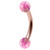 Rose Gold Steel Micro Curved Bar with Synthetic Opal Balls 1.2mm 1.2mm, 6mm, 3mm, Pink Opal - alternative image