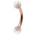Rose Gold Steel Micro Curved Bar with Synthetic Opal Balls 1.2mm 1.2mm, 8mm, 3mm, White Opal - alternative image