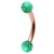 Rose Gold Steel Micro Curved Bar with Synthetic Opal Balls 1.2mm 1.2mm, 8mm, 3mm, Green Opal - alternative image