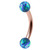 Rose Gold Steel Micro Curved Bar with Synthetic Opal Balls 1.2mm 1.2mm, 8mm, 3mm, Blue Opal - alternative image