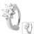 Steel Huggie Belly Clicker Ring - Jewelled Daisy Flower - SKU 29244