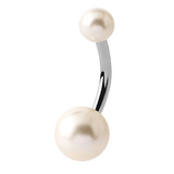 Acrylic Pearl Ball Belly Bar - Steel Shaft - SKU 29289