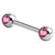 Steel Double Jewelled Nipple Bar - Front Facing Gems - SKU 29305