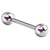 Steel Double Jewelled Nipple Bar - Front Facing Gems - SKU 29306