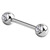 Steel Double Jewelled Nipple Bar - Front Facing Gems - SKU 29309