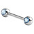 Steel Double Jewelled Nipple Bar - Front Facing Gems - SKU 29313