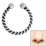 Surgical Steel Clip On Fake Piercing Septum Ring - Rope Twist - SKU 29323