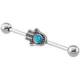 Steel Hamsa Hand Industrial Scaffold Barbell IND46 1.6mm, 32mm, 5mm, IND46 Hamsa Hand