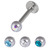 Multipack - Steel Jewelled Labret and Jewelled Balls Set 1.2mm gauge 1.2mm, 9mm, 2.5mm, Crystal AB, Lt. Blue, Clear, Turquoise - alternative image
