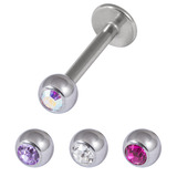 Multipack - Steel Jewelled Labret and Jewelled Balls Set 1.2mm gauge - SKU 29445