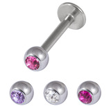 Multipack - Steel Jewelled Labret and Jewelled Balls Set 1.2mm gauge - SKU 29449