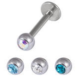 Multipack - Steel Jewelled Labret and Jewelled balls Set 1.6mm, 7mm, 3mm, Crystal AB, Lt. Blue, Clear, Turquoise