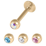 Multipack - Zircon Steel Jewelled Labret and Jewelled balls Set 1.2mm, 10mm, 3mm, Crystal AB, Lt. Blue, Clear, Lt. Pink