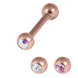 Multipack - Rose Gold Steel Single Jewelled Barbell and Jewelled Balls Set 1.2mm, 8mm, 3mm, Crystal AB, Crystal Clear, Light Pink
