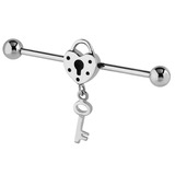 Steel Lock and Key Industrial Scaffold Barbell IND24 1.6mm, 36mm, 5mm, IND24 Lock and Key