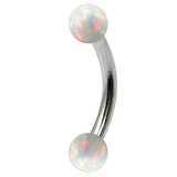 Steel Micro Curved Barbell with Synthetic Opal Balls 1.2mm 1.2mm, 5mm, 3mm, White Opal