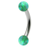 Steel Micro Curved Barbell with Synthetic Opal Balls 1.2mm 1.2mm, 5mm, 3mm, Green Opal