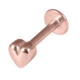Rose Gold Steel Labret with Rose Gold Steel Heart 1.2mm 1.2mm, 7mm, Heart (3.6mm diameter)