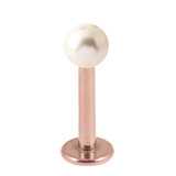 Rose Gold Steel Labret with Acrylic Pearl Ball 1.2mm 1.2mm, 5mm, 3mm White