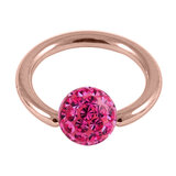 Rose Gold Steel BCR with Smooth Glitzy Ball 1.2mm 1.2mm, 12mm, 4mm, Fuchsia