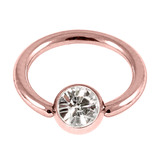 Rose Gold Steel Jewelled Ball Closure Ring (BCR) 1.2mm - SKU 29812