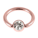 Rose Gold Steel Jewelled Ball Closure Ring (BCR) 1.6mm 1.6mm, 8mm, 4mm, Crystal Clear