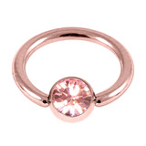 Rose Gold Steel Jewelled Ball Closure Ring (BCR) 1.6mm 1.6mm, 8mm, 4mm, Light Pink