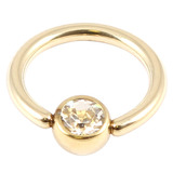 Zircon Steel Jewelled Ball Closure Ring (BCR) (Gold colour PVD) 1.0mm, 10mm, 4mm