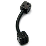 Black Steel Micro Curved Bar with Black Steel Dice 1.2mm 1.2mm, 9mm, Double Dice
