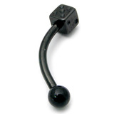 Black Steel Micro Curved Bar with Black Steel Dice 1.2mm 1.2mm, 9mm, Single Dice
