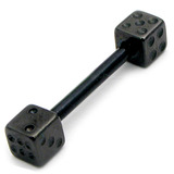 Black Steel Micro Barbell with Black Steel Dice 1.2mm Double Dice, 1.2mm, 5mm