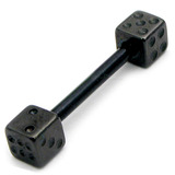 Black Steel Micro Barbell with Black Steel Dice 1.2mm Double Dice, 1.2mm, 7mm