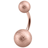 Rose Gold Steel Belly Bar with Shimmer Balls - SKU 30137