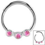 Steel Hinged Segment Ring with 3 Opal Stones (Clicker) - SKU 30141