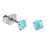 Steel Stud Earrings with Claw Set Synthetic Opal Stone - SKU 30143