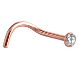 Rose Gold Titanium Jewelled Nose Stud (Rose Gold colour PVD) - SKU 30190