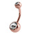 Rose Gold Titanium Double Jewelled Belly Bars (Rose Gold colour PVD) - SKU 30192