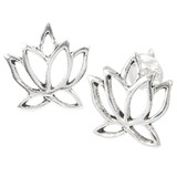 Sterling Silver Lotus Flower Stud Earrings ES15 - SKU 30193