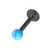 Black Steel Labret with Synthetic Opal Ball 1.2mm 1.2mm, 6mm 3mm, Light Blue Opal - alternative image