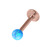Rose Gold Steel Labret with Synthetic Opal Ball 1.2mm 1.2mm, 6mm 3mm, Light Blue Opal - alternative image