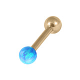 Zircon Steel Micro Barbell with Synthetic Opal Ball Single Ended 1.2mm gauge 1.2mm, 8mm, 3mm, Light Blue Opal