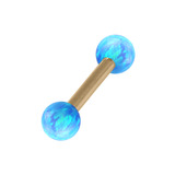 Zircon Steel Micro Barbell with Synthetic Opal Ball Double Ended 1.2mm 1.2mm, 12mm, 3mm, Light Blue Opal