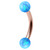 Rose Gold Steel Micro Curved Bar with Synthetic Opal Balls 1.2mm 1.2mm, 10mm, 3mm, Light Blue Opal - alternative image