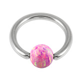 Steel BCR with Synthetic Opal Ball 1.0mm, 8mm 4mm, Pink Opal